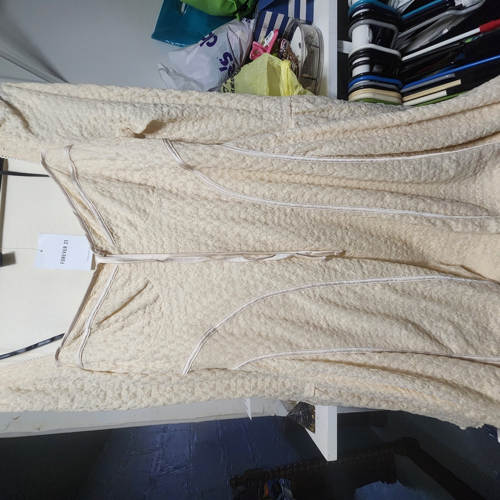 Cream Textured Long Sleeve Top